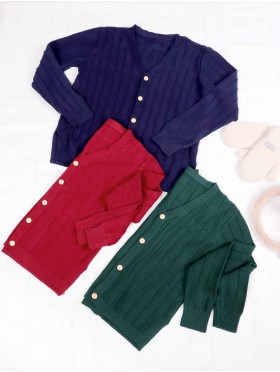 Kids Solid Colour Button Sweater